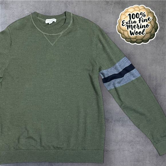 Crosby & Howard Men’s Large Olive Green Merino Wool Pullover Sweater Ultra Soft - Picture 1 of 11